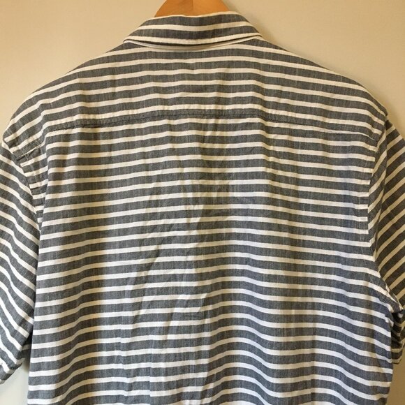 Black Brown 1826 Burton Grey and White Striped Button Down Casual Shirt - Picture 6 of 16